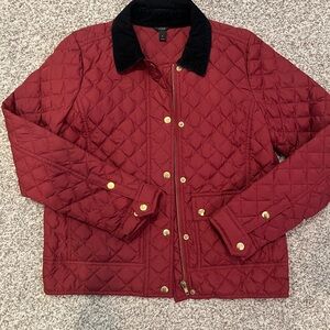 Quilted Red Jacket with Black Collar